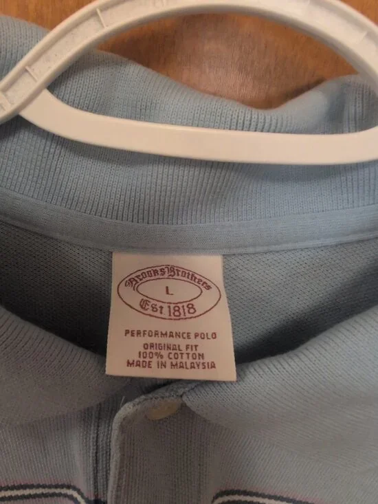 Brooks Brothers Shirt Mens L Blue Pink Short Sleeve Performance Polo Striped - Picture 2 of 10